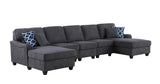 Leo Dark Gray Woven Double Chaise 5Pc Modular Sectional Sofa