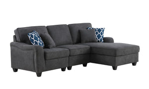 Leo Dark Gray Woven 3Pc Sectional Sofa Chaise