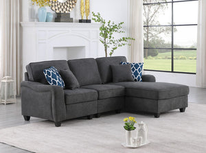 Leo Dark Gray Woven 3Pc Sectional Sofa Chaise