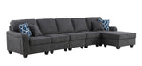 Leo Dark Gray Woven 6 Seater Sofa and Ottoman