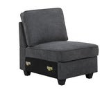 Leo Dark Gray Woven 6 Seater Sofa and Ottoman