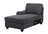 Leo Dark Gray Woven Double Chaise 4Pc Modular Sectional Sofa