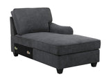 Leo Dark Gray Woven Double Chaise 5Pc Modular Sectional Sofa