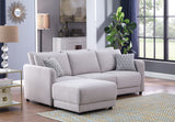 Penelope Light Gray Linen Fabric Sofa with Ottoman and Pillows