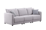 Penelope Light Gray Linen Fabric Sofa with Pillows