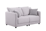 Penelope Light Gray Linen Fabric Loveseat with Pillows