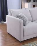 Penelope Light Gray Linen Fabric Sofa with Ottoman and Pillows