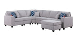 Cooper Light Gray Linen 7Pc Reversible L-Shape Sectional Sofa with Ottoman and Cupholder