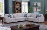 Cooper Light Gray Linen 6Pc Reversible L-Shape Sectional Sofa with Cupholder