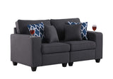 Cooper Dark Gray Linen Loveseat with Cupholder