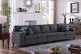 Cooper Dark Gray Linen 5-Seater Sofa with Cupholder