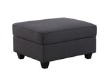 Cooper Dark Gray Linen 4-Seater Sofa with 2 Ottomans and Cupholder