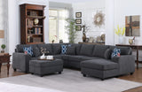 Cooper Stone Gray Woven Fabric 7Pc Modular Sectional Sofa Chaise with Ottoman and Cupholder