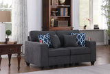 Cooper Stone Gray Woven Fabric Loveseat with Cupholder