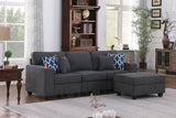 Cooper Stone Gray Woven Fabric Sofa with Ottoman and Cupholder