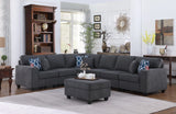 Cooper Stone Gray Woven Fabric 7Pc Reversible L-Shape Sectional Sofa with Ottoman and Cupholder