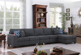 Cooper Stone Gray Woven Fabric 5Pc Sectional Sofa Chaise with Cupholder