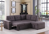 Katie Brown Linen Sleeper Sectional Sofa with Storage Ottoman, Storage Arm