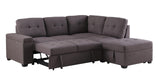 Katie Brown Linen Sleeper Sectional Sofa with Storage Ottoman, Storage Arm