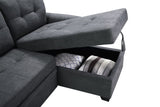 Connor Dark Gray Fabric Reversible Sectional Sleeper Sofa Chaise with Storage