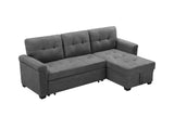 Lucca Gray Fabric Reversible Sectional Sleeper Sofa Chaise with Storage