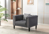 Mary Dark Gray Velvet Tufted Sofa 2 Chairs Living Room Set With 6 Accent Pillows