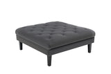 Mary Dark Gray Velvet Tufted Sofa Ottoman Living Room Set With 4 Accent Pillows