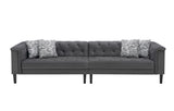 Mary Dark Gray Velvet Tufted Sofa 2 Chairs Living Room Set With 6 Accent Pillows