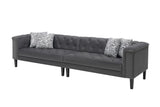 Mary Dark Gray Velvet Tufted Sofa Chaise Chair Ottoman Living Room Set With 6 Accent Pillows