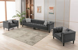 Mary Dark Gray Velvet Tufted Sofa 2 Chairs Living Room Set With 6 Accent Pillows