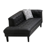 Sarah Black Vegan Leather Tufted Sofa Chaise Chair Ottoman Living Room Set With 6 Accent Pillows