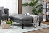 Sarah Gray Vegan Leather Tufted Sofa Chaise Chair Ottoman Living Room Set With 6 Accent Pillows