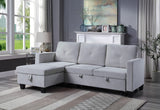 Nova Light Gray Velvet Reversible Sleeper Sectional Sofa with Storage Chaise