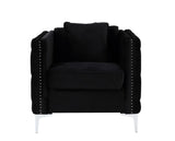 Bayberry Black Velvet Chair with 1 Pillow