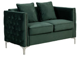 Bayberry Green Velvet Loveseat with 2 Pillows