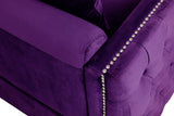 Bayberry Purple Velvet Loveseat with 2 Pillows