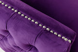 Bayberry Purple Velvet Sofa with 3 Pillows