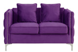 Bayberry Purple Velvet Loveseat with 2 Pillows