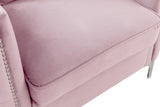 Bayberry Pink Velvet Sofa with 3 Pillows