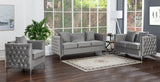 Bayberry Gray Velvet Loveseat with 2 Pillows