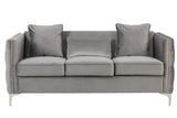 Bayberry Gray Velvet Sofa with 3 Pillows