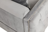 Bayberry Gray Velvet Loveseat with 2 Pillows