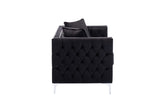 Lorreto Black Velvet Fabric Sofa Loveseat Chair Living Room Set