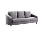 Sofia Gray Velvet Fabric Sofa Loveseat Chair Living Room Set