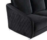 Sofia Black Velvet Fabric Sofa Loveseat Chair Living Room Set