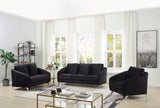 Sofia Black Velvet Fabric Sofa Loveseat Chair Living Room Set