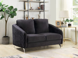 Sofia Black Velvet Modern Chic Loveseat Couch