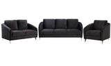 Sofia Black Velvet Fabric Sofa Loveseat Chair Living Room Set