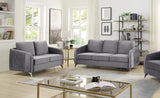 Hathaway Gray Velvet Fabric Sofa Loveseat Living Room Set