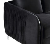 Hathaway Black Velvet Fabric Sofa Loveseat Chair Living Room Set